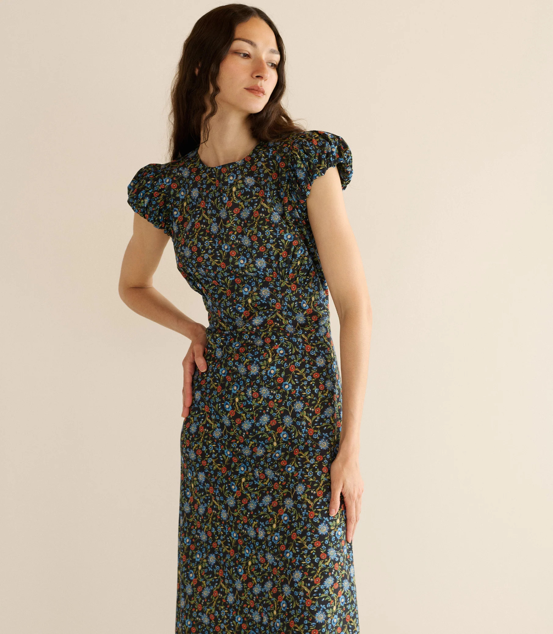 Rhodia Dress - Noir Prairie De Montagne | DÔEN | DOEN