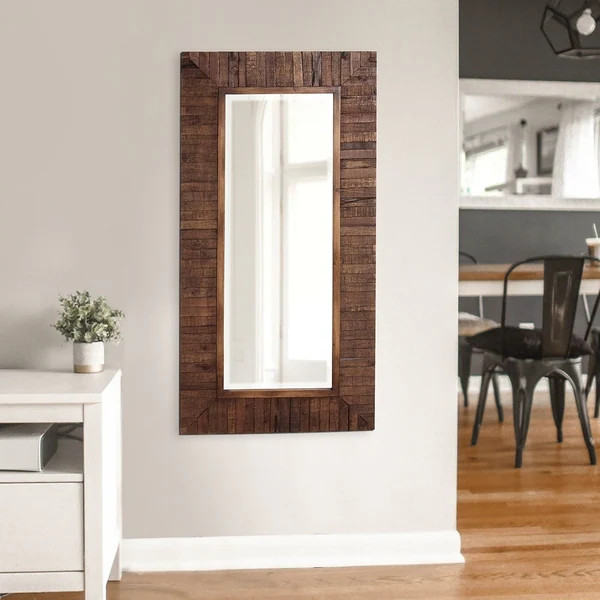 Strick & Bolton Ives Rustic Wood Plank Framed Mirror - Walnut - A/N | Overstock.com Shopping - Th... | Bed Bath & Beyond