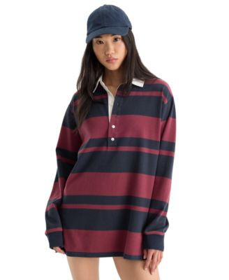 Good American Women's The Rugby Collared Mini Dress - Sky Mocha Club Stripe | Macy's