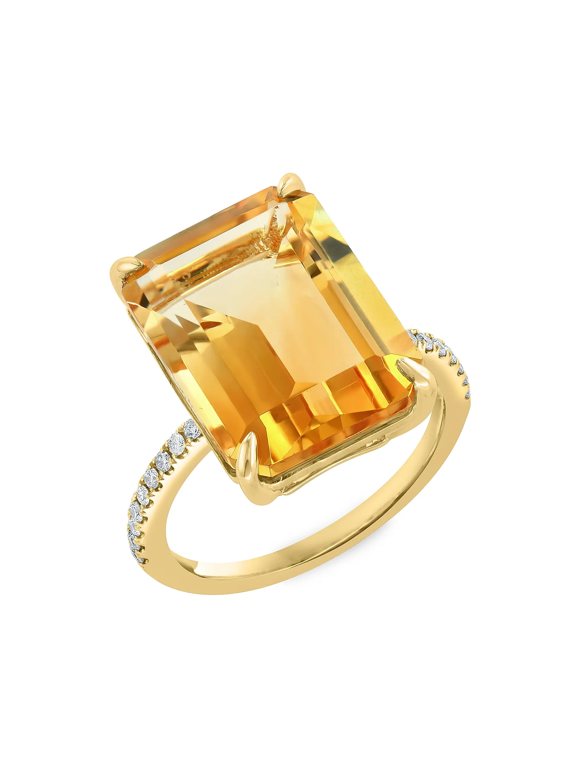 14K Yellow Gold, Diamond & Citrine Ring | Saks Fifth Avenue