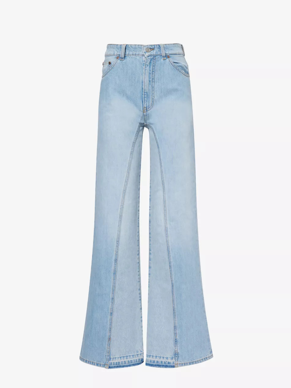 Faded-wash flared-leg high-rise jeans | Selfridges