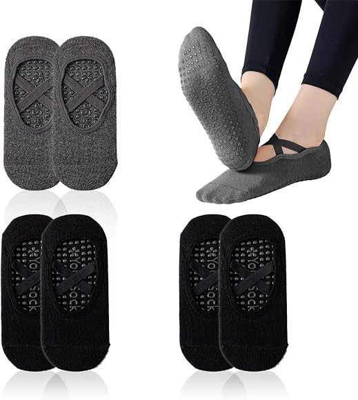 NITAIUN 3 Paar Yoga Socken für Damen Rutschfeste, Grip-Socken mit Riemen Anti-Rutsch-Socken für... | Amazon (DE)