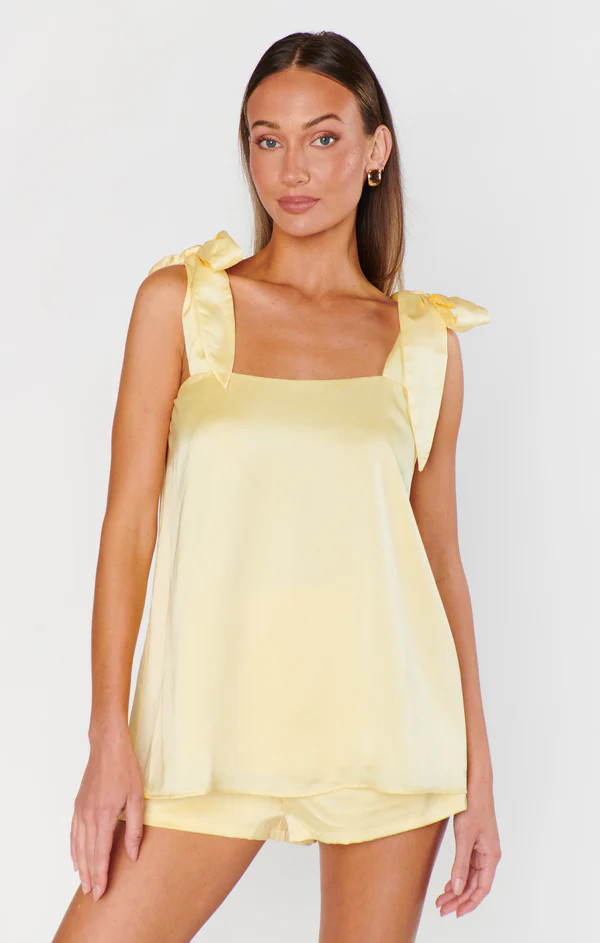 Makeup Tank ~ Pale Yellow Luxe Satin | Show Me Your Mumu