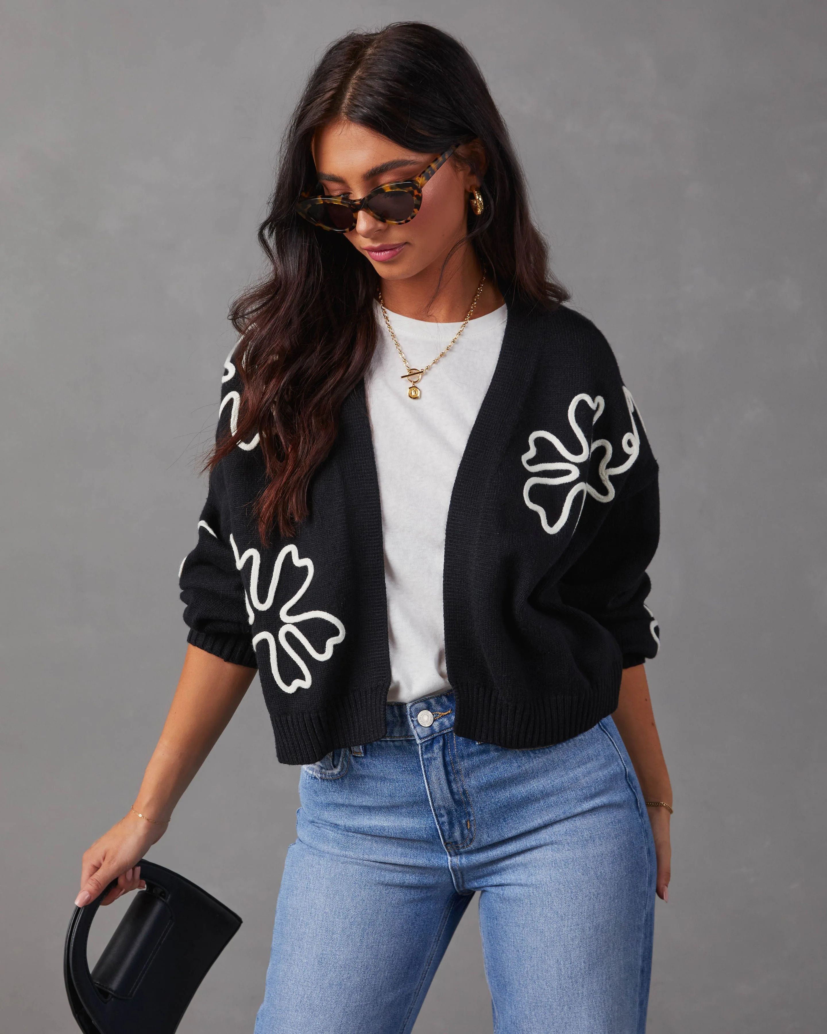 Wisteria Oversized Floral Stitch Cardigan | VICI