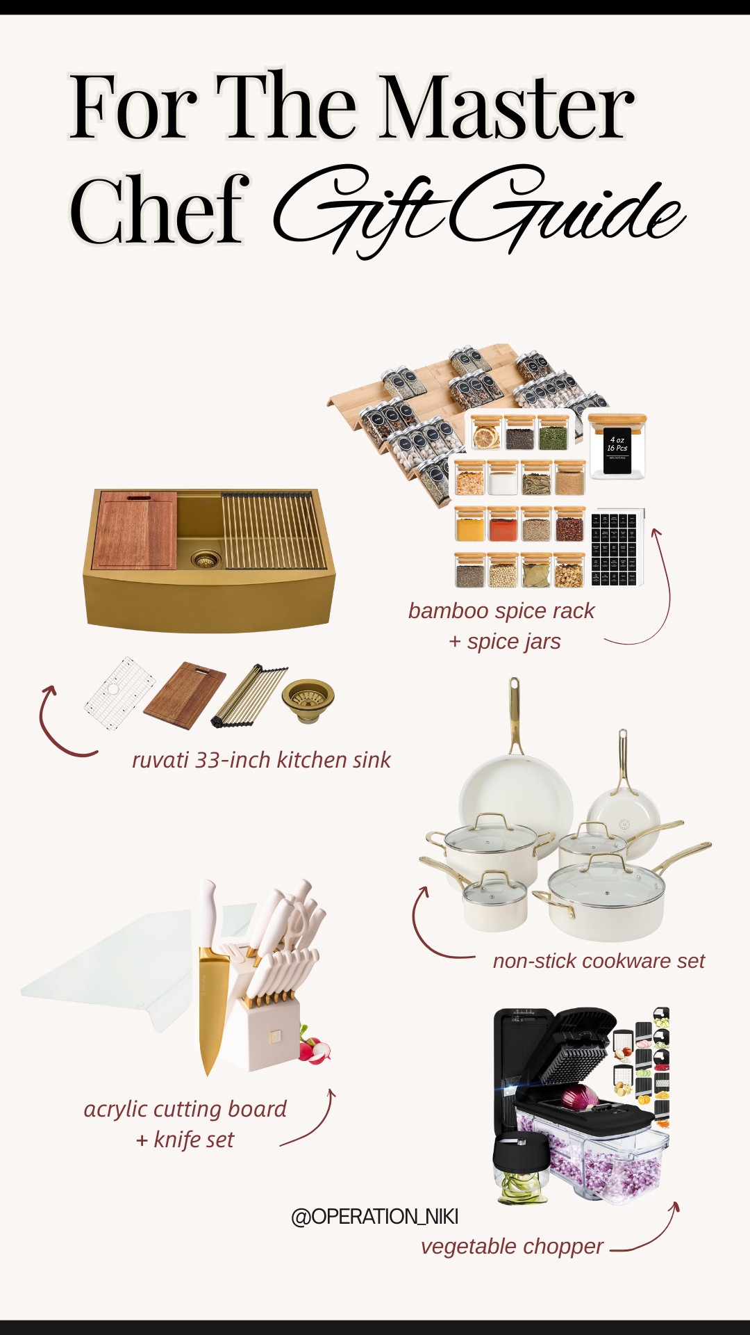 A cozy little roundup of kitchen gifts for the home chef — thoughtful, practical, and made to elevate every recipe. Perfect for holiday cooking days and slow, simple moments in the heart of the home. 🍳✨

Follow for more @OPERATION_NIKI on IG, TikTok, & Facebook 💛

#giftguide #homechef #kitchengadgets #amazonfinds #holidaygifts #cookingessentials #cozyaesthetic #kitchenmusthaves #amazonhome #giftideas 

 #LTKGiftGuide #LTKfoodie #LTKFindsUnder100