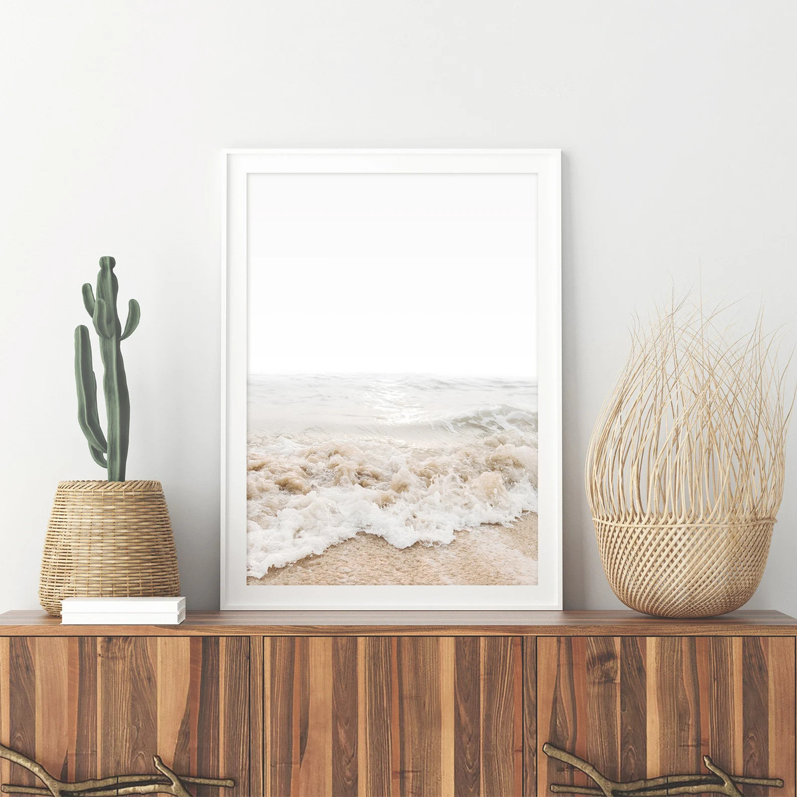 Neutral Beach Print: Pastel Coastal Wall Art, Beige Boho Decor, Ocean Picture, Digital Download -... | Etsy (Global)