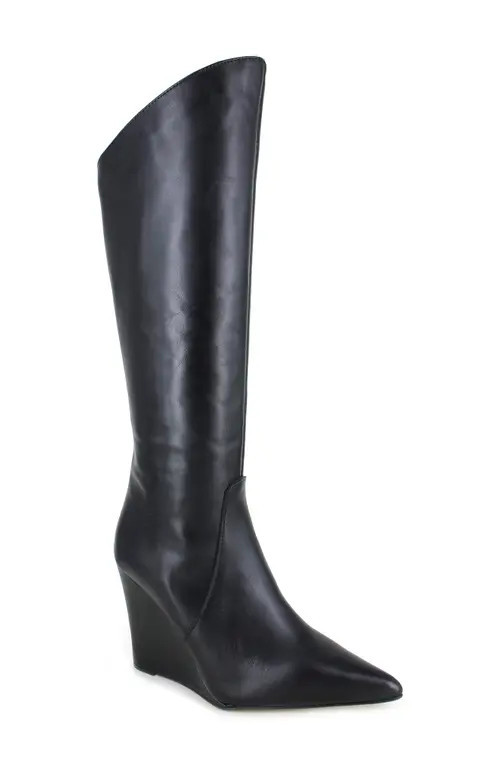 ZIGI Karlin Pointed Toe Wedge Boot in Black Leather at Nordstrom, Size 11Us | Nordstrom
