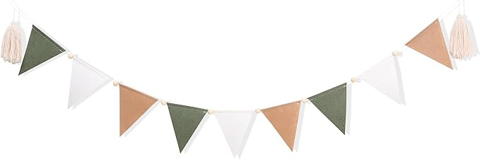 Neutral Triangle Flag Banner - Kids Bedroom Decorations,Sage Green Beige and Natural Baby Bunting... | Amazon (US)