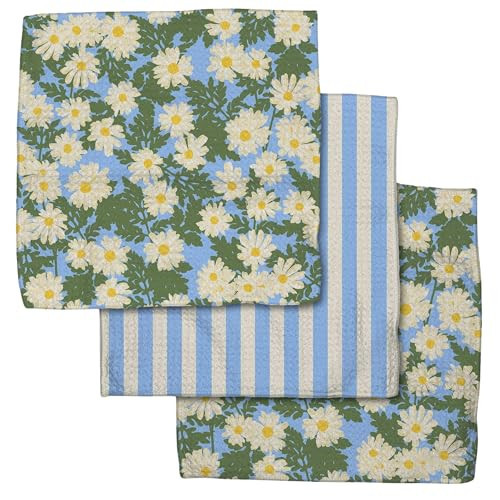 GEOMETRY Kitchen Dish Cloths - Spring & Summer Collection - Premium Dishcloths with Geoweave - Absorbent & Fast Drying Kitchen Towels - Daisy Sky, 10" x 10" - 3-Pack | Amazon (US)