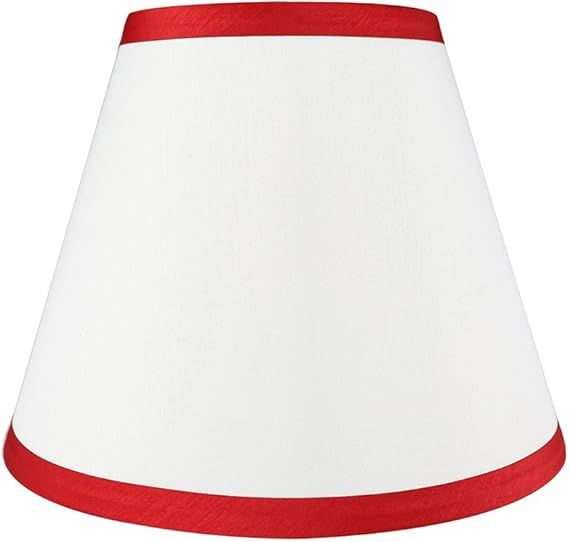 Urbanest Coolie Hardback Lampshade, Faux Silk, 5-inch by 9-inch by 7-inch, Off White with Red Tri... | Amazon (US)