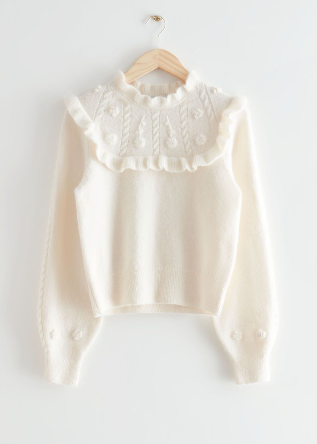 Embroidered Ruffle Knit Sweater | & Other Stories US