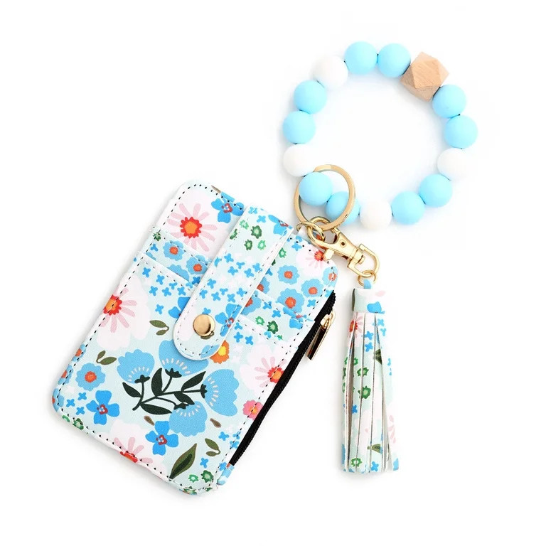 Wallet Keychain Wristlet for Women Cute Design Credit Card Holder Wallets Key Chain Ring Slim Sma... | Walmart (US)