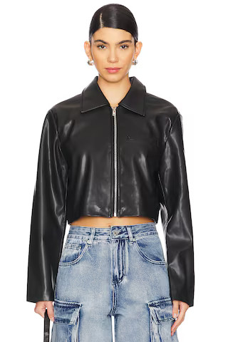 superdown x Emily Gemma Gabriella Faux Leather Jacket in Black from Revolve.com | Revolve Clothing (Global)