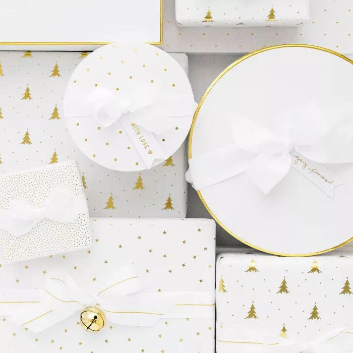 White and Gold Swiss Dot Large Round Box - Sugar Paper™ | Target