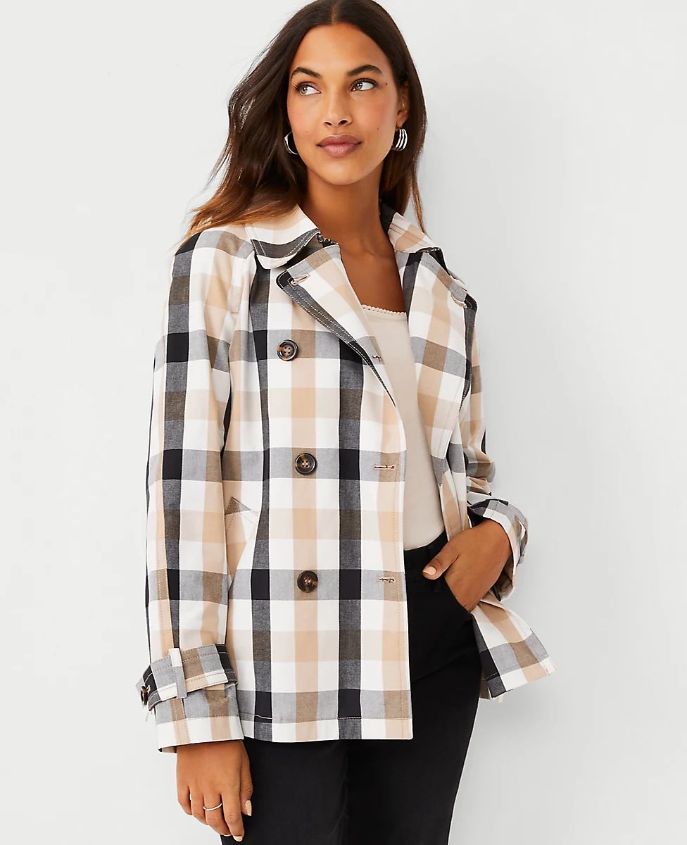 Petite Checked Trench Jacket | Ann Taylor (US)