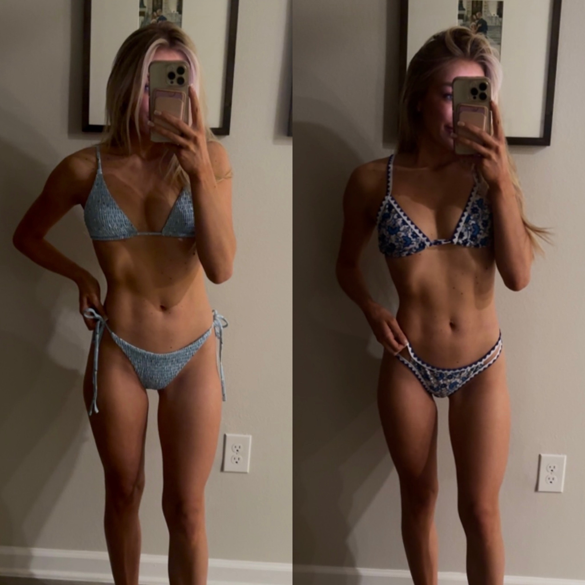 amazon swimsuits | small in both 

bikini | swim | summer | ootd | vacation | resort | blue | triangle top | floral 

#LTKSeasonal #LTKswim #LTKunder50