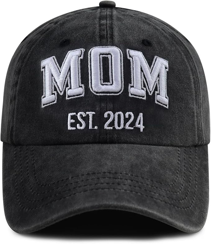 Funny Mom Est 2024 Hat for Women, Adjustable Washed Cotton 3D Embroidered Mama Baseball Cap | Amazon (US)