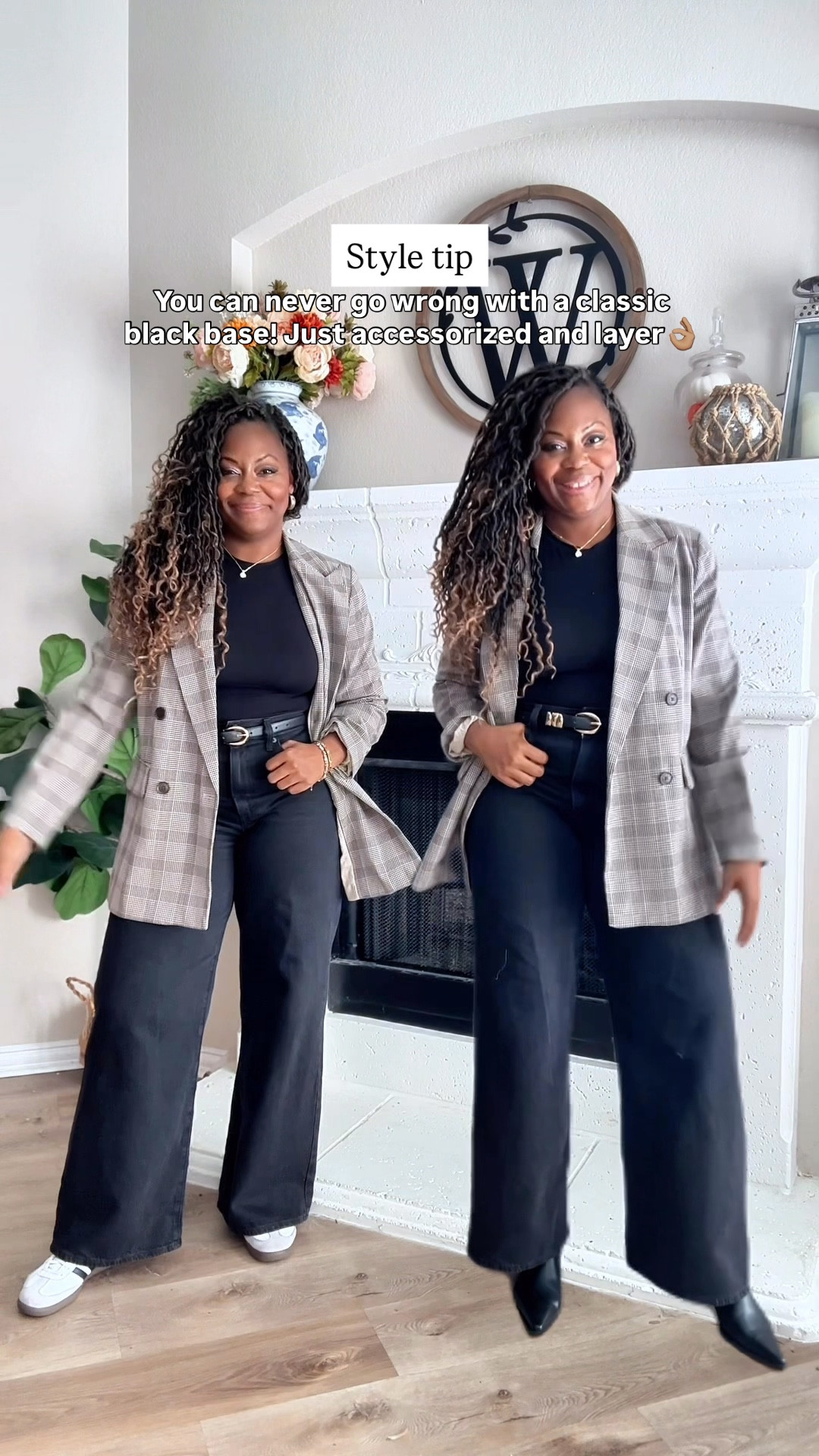 Style tip: you can never go wrong with a classic black base. Just accessorize and add a layer.

Glad blazer, fur coat, wool coat, black coat, trench, camel coat, black boots, Adidas

#LTKWorkwear #LTKStyleTip #LTKootd