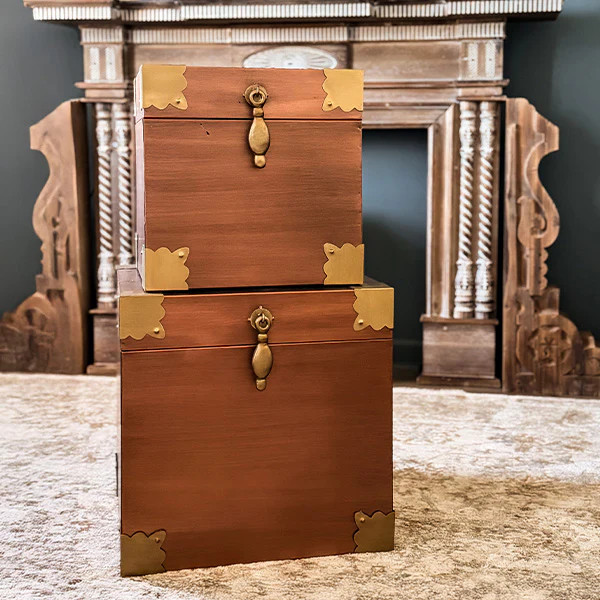 Vintage Copper Metal Storage Trunk - Decor Steals | Decor Steals