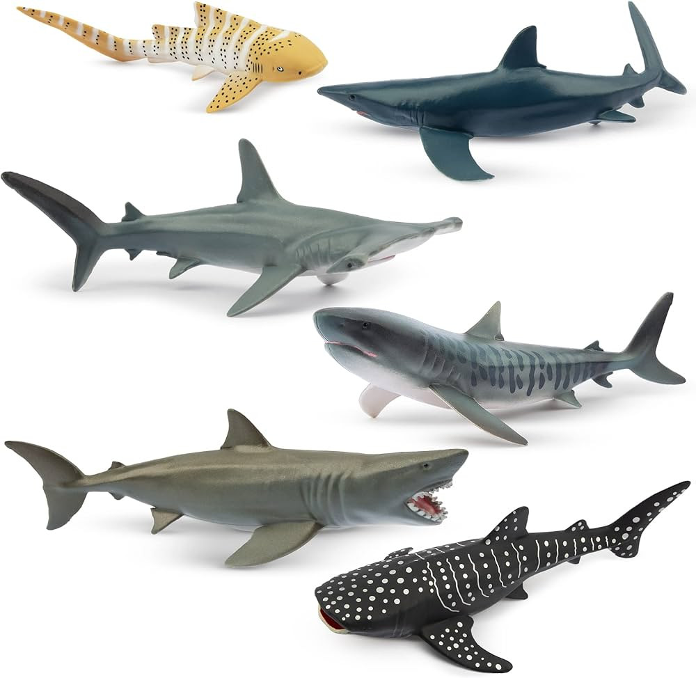 Toymany 6PCS 5-6" L Realistic Shark Bath Toy Figurines, Plastic Ocean Sea Animals Figures Set Inc... | Amazon (US)
