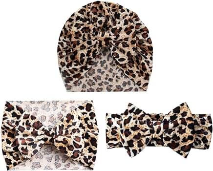 Baby Leopard Headband Turban with Bow Hair Band Bowknot Hair Accessories JBC07 | Amazon (US)