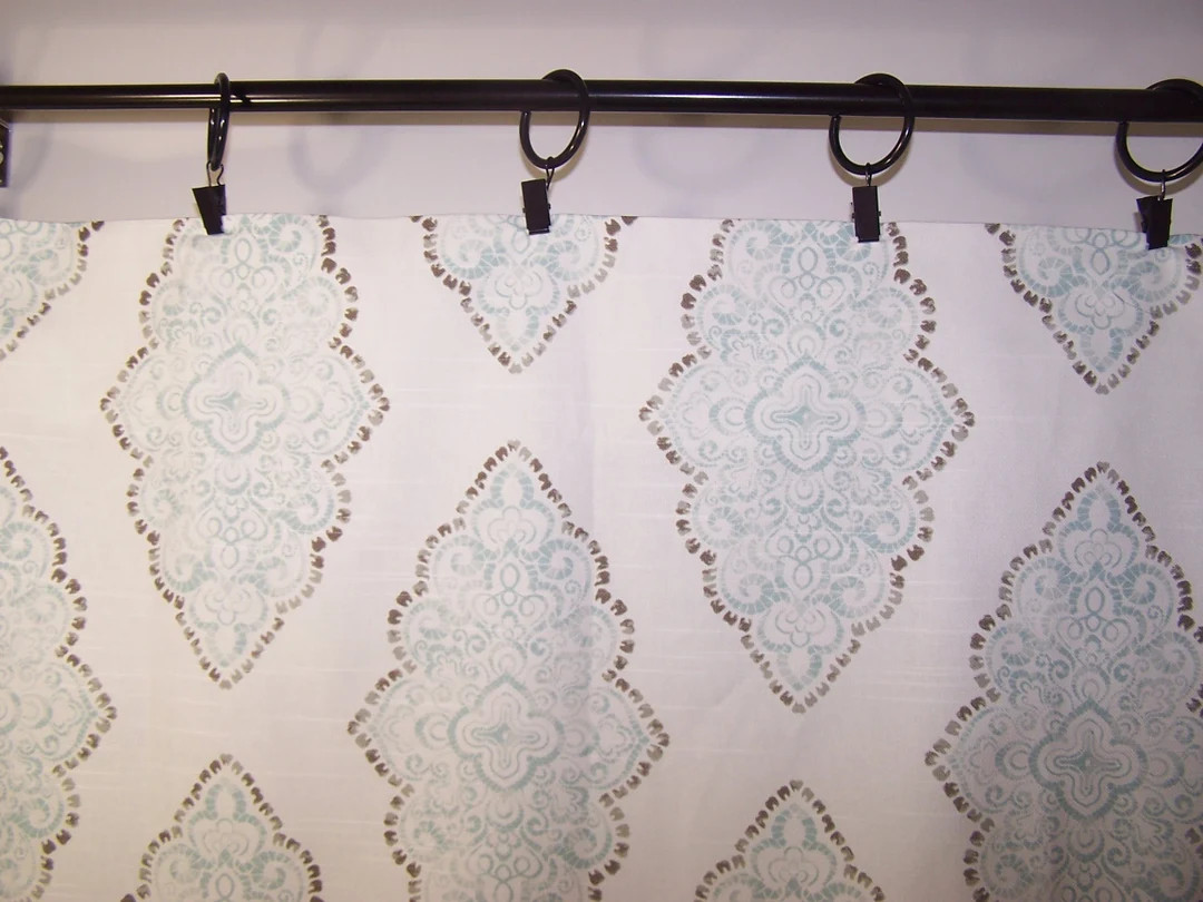 Snowy Blue CURTAINS, Large Medallion, Premier Prints, Pair Drapery Panels, 24" Wide, 50" Wide, Va... | Etsy (US)