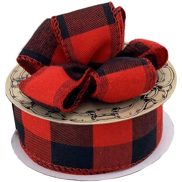 Red Black Buffalo Check Ribbon - 1 1/2" x 10 Yards, Wired Edge, Valentine's Day, Christmas Gift P... | Walmart (US)