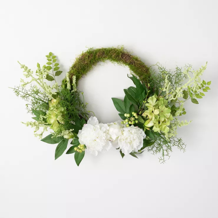 Sullivans Artificial Floral Moss Half Wreath 28"H Green | Target