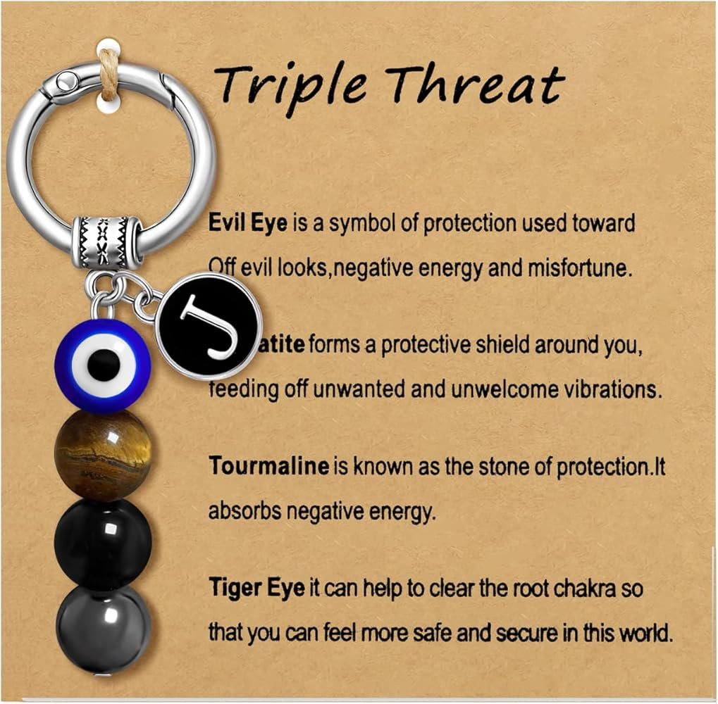 Initial Evil Eye Keychain A to Z Healing Evil Eyes Keychains Gifts for Women Bag Car Key Purse Ac... | Amazon (US)