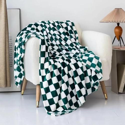 Checkered Blanket - Super Comfy Checked Throw Blanket for Couch Chair Bed Travel, Lightweight & Style, Best Birthday Christmas Thanksgiving Gifts Blanket for Girls Wife Mother (50in x 60in, Green) | Amazon (US)