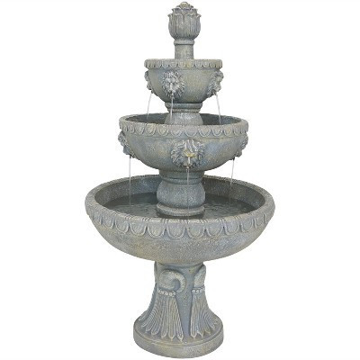 Sunnydaze 53"H Electric Fiberglass and Resin 3-Tier Lion Head Design Outdoor Water Fountain | Target