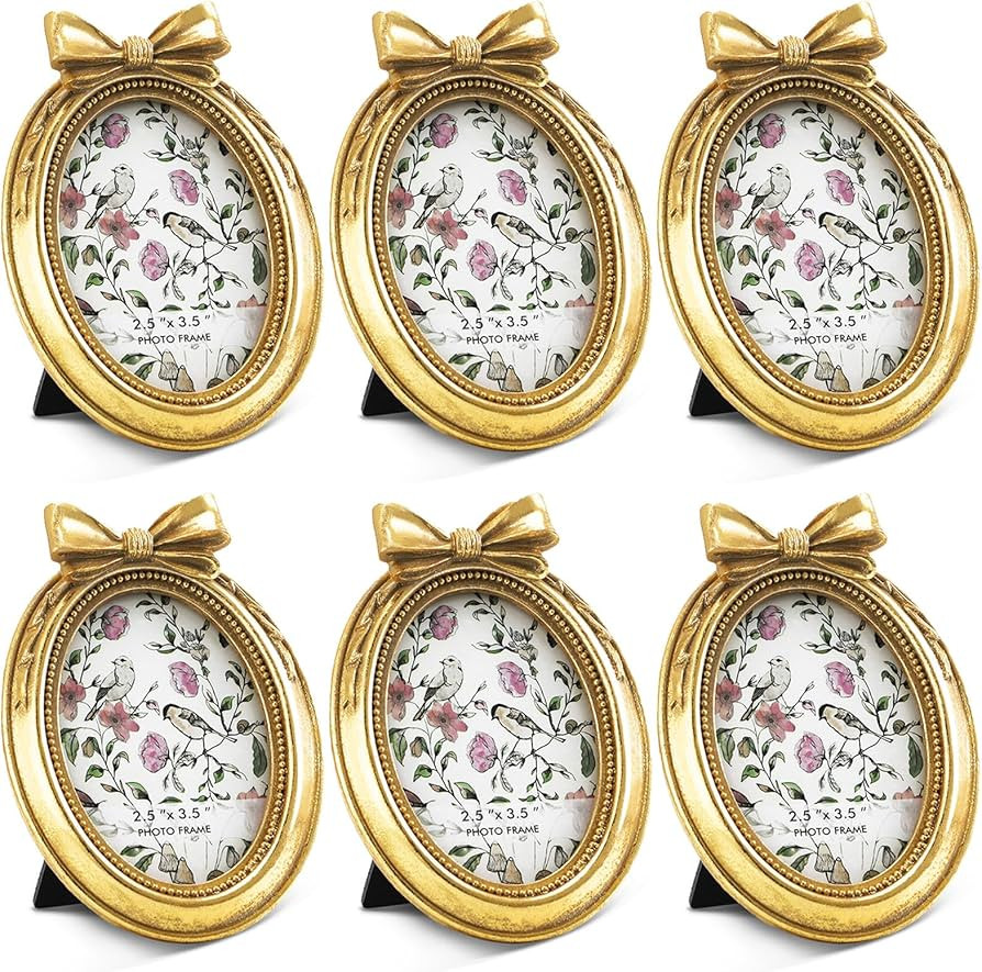 Vicenpal 6 Pcs Mini Gold Frames Small Vintage Picture Frames 2.5 x 3.5 Inch Oval Resin Antique Ba... | Amazon (US)