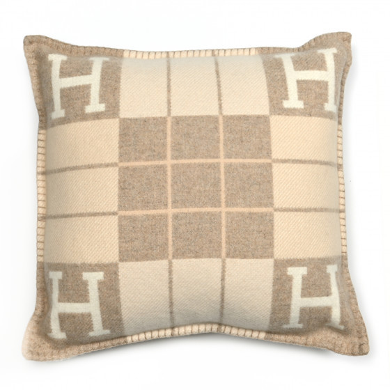 HERMES Wool Cashmere Avalon III Pillow PM Coco Camomille | Fashionphile