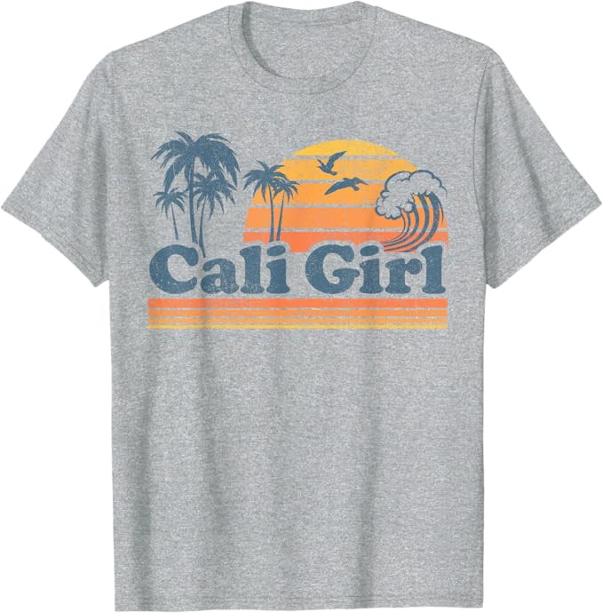 Cali Girl California Beach Summer Vacation Vintage 70s Retro T-Shirt | Amazon (US)