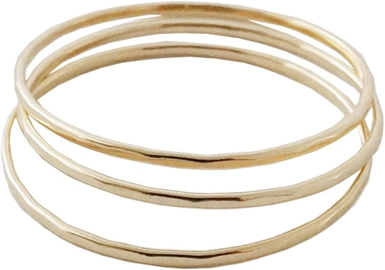 HONEYCAT Super Skinny Hammered or Smooth Stacking Rings Trio Set in Gold, Rose Gold, or Silver | ... | Amazon (US)