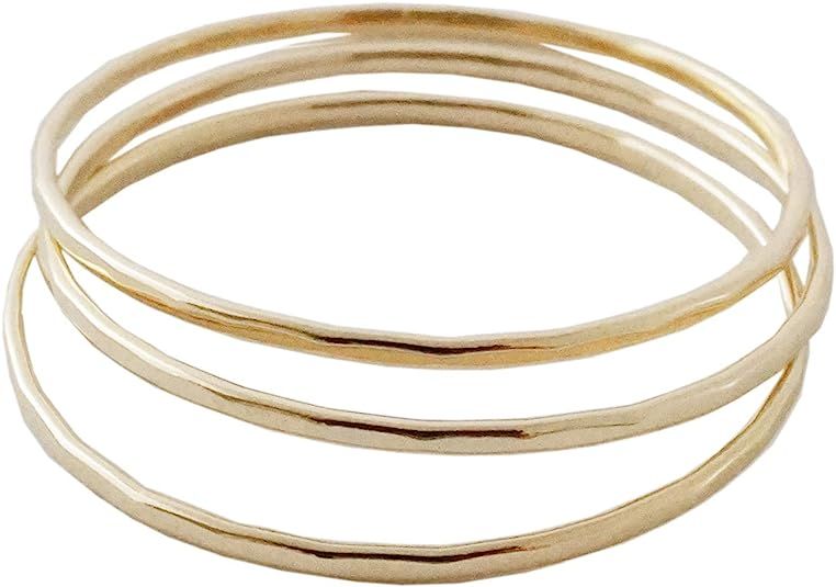 HONEYCAT Super Skinny Hammered or Smooth Stacking Rings Trio Set in Gold, Rose Gold, or Silver | ... | Amazon (US)