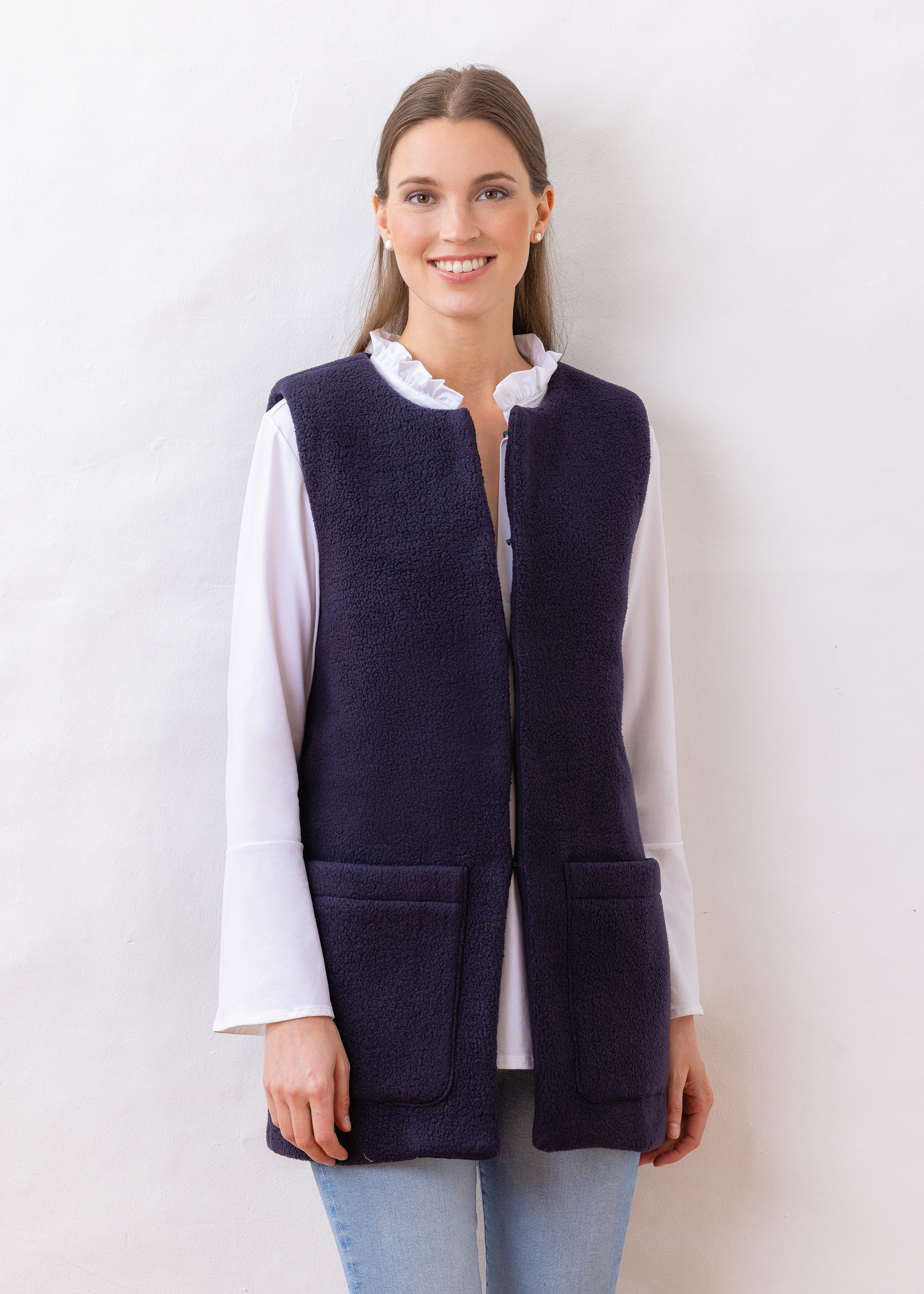 Lafayette Vest in Sherpa Fleece (Navy) | Dudley Stephens
