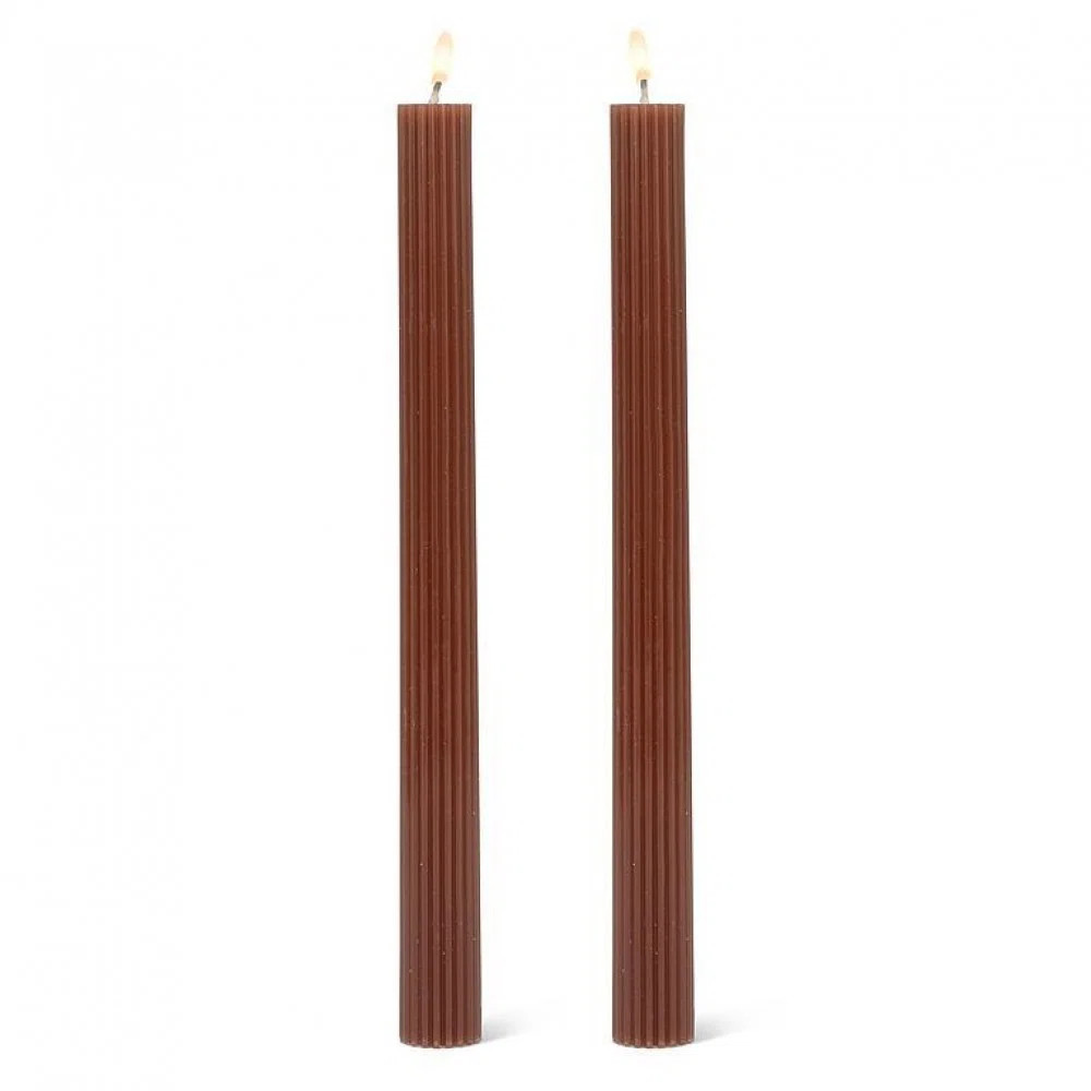 Set Of 2 Ridged Brown Taper Candles (Set of 2) | Wayfair North America