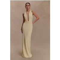 Stella Draped Slinky Maxi Dress / Pale Lemon | MESHKI | M | MESHKI US