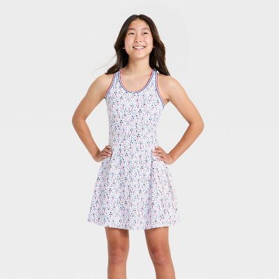 Girls' Side Pleated Active Dress - All In Motion™ Cream S | Target