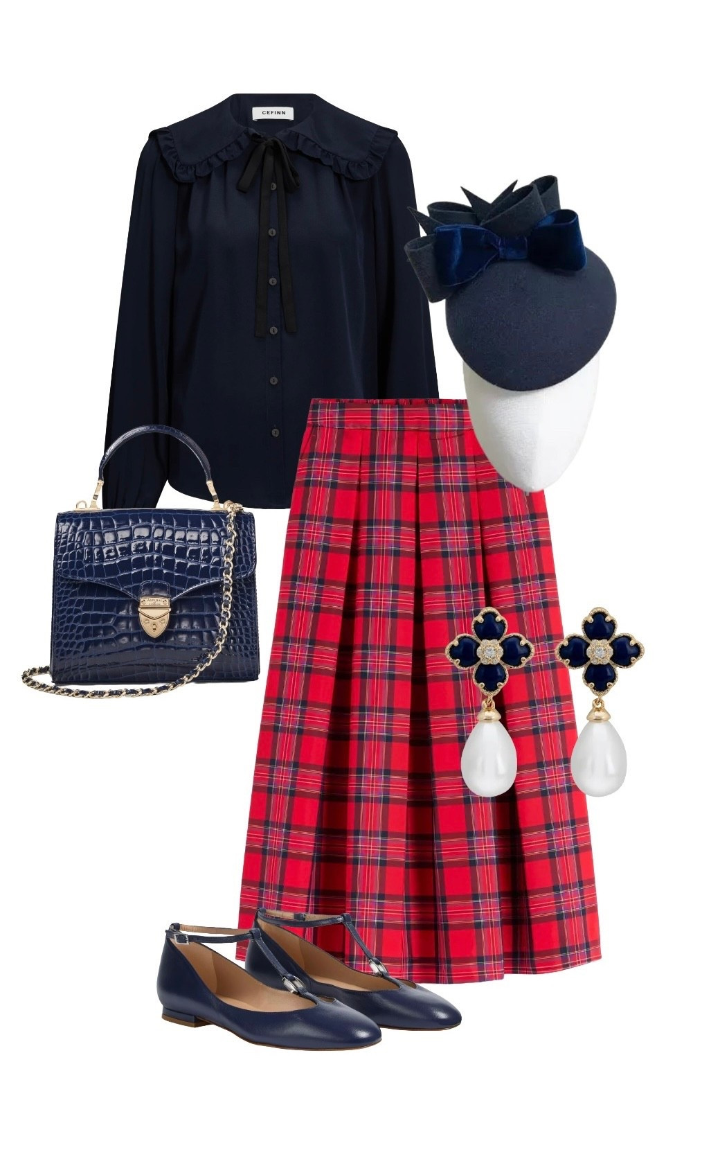 Fit for a princess 👑 

‘Vera’ Silk Blouse in Navy - Cefinn

‘Verity’ Red & Navy Tartan Taffeta Midi Skirt - Boden Clothing, selling out!

Midi ‘Mayfair’ Top Handle Bag in Navy Croc - Aspinal of London, currently on a Black Friday sale!!! 

Navy Flat Shoes - LK Bennett London (use 15% off discount code REBECCALIPKINAUTHOR15 on full price styles) 

Navy Felt ‘Races' Hat with Navy Velvet Bow - the Gorgeous Hat Co from Etsy UK


#LTKluxury #LTKsale #LTKfestive