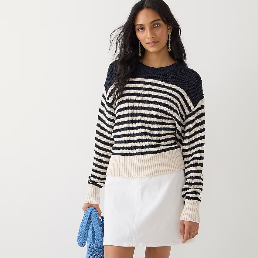 Oversized crewneck sweater in stripe | J.Crew US