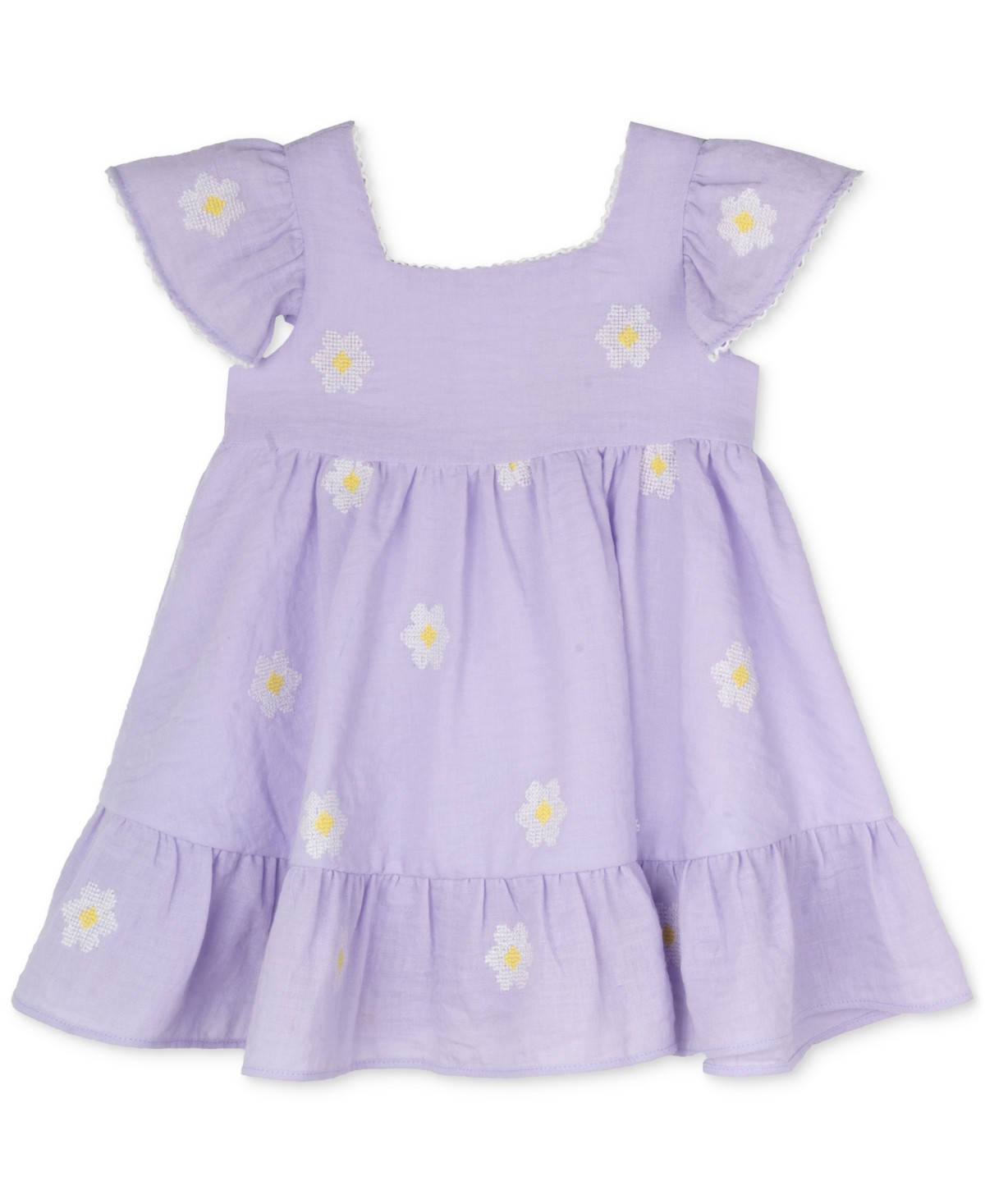 Rare Editions Baby Girls Embroidered Daisies Dress - Lilac | Macy's