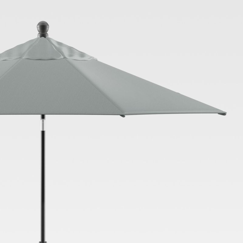 9' Grey Mist Round Outdoor Patio Umbrella Canopy with Black Frame | Crate & Barrel | Crate & Barrel