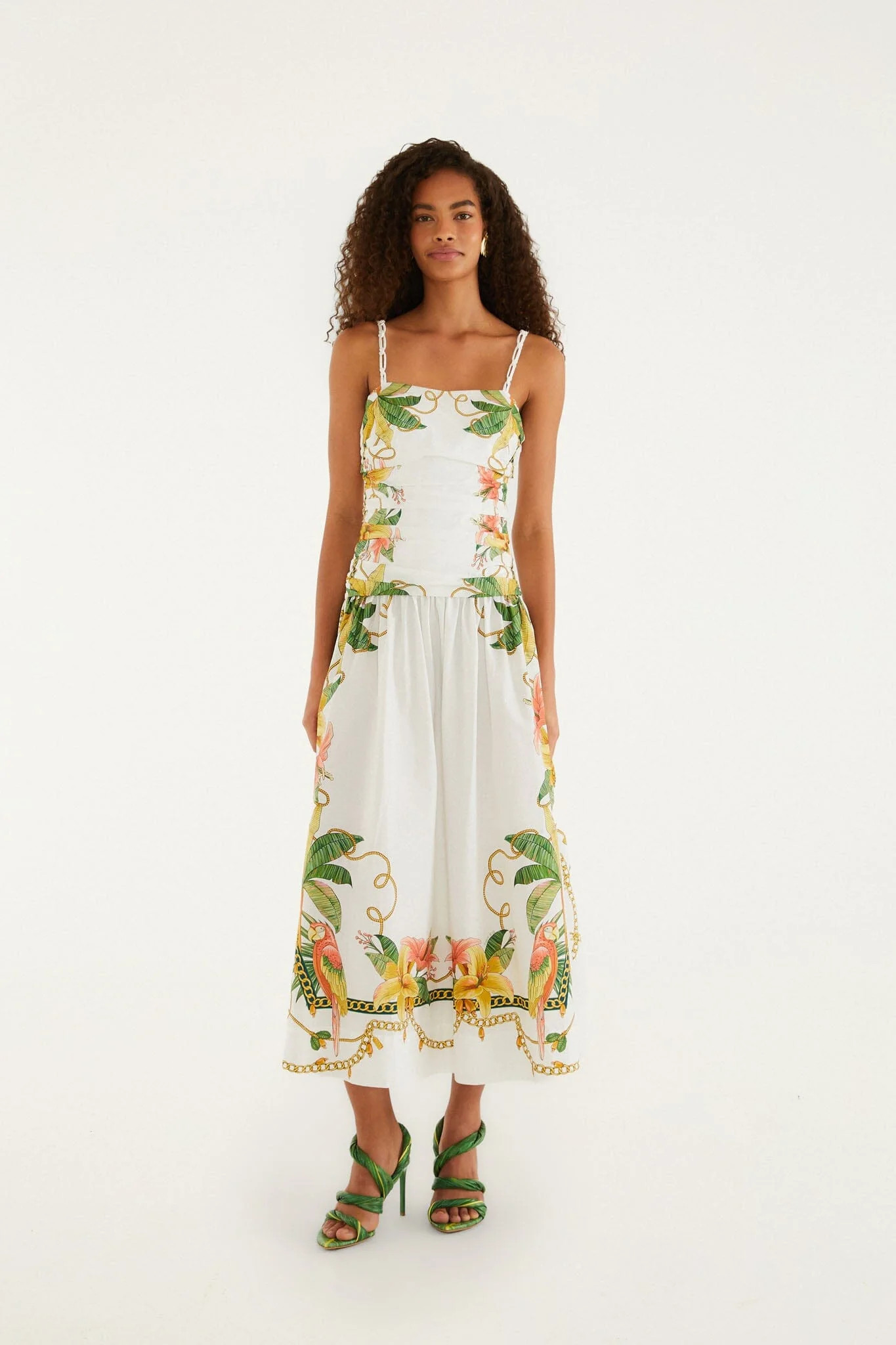 Tropical Royalty Off-White Midi Dress Sleeveless | FARM Rio | FarmRio (US)