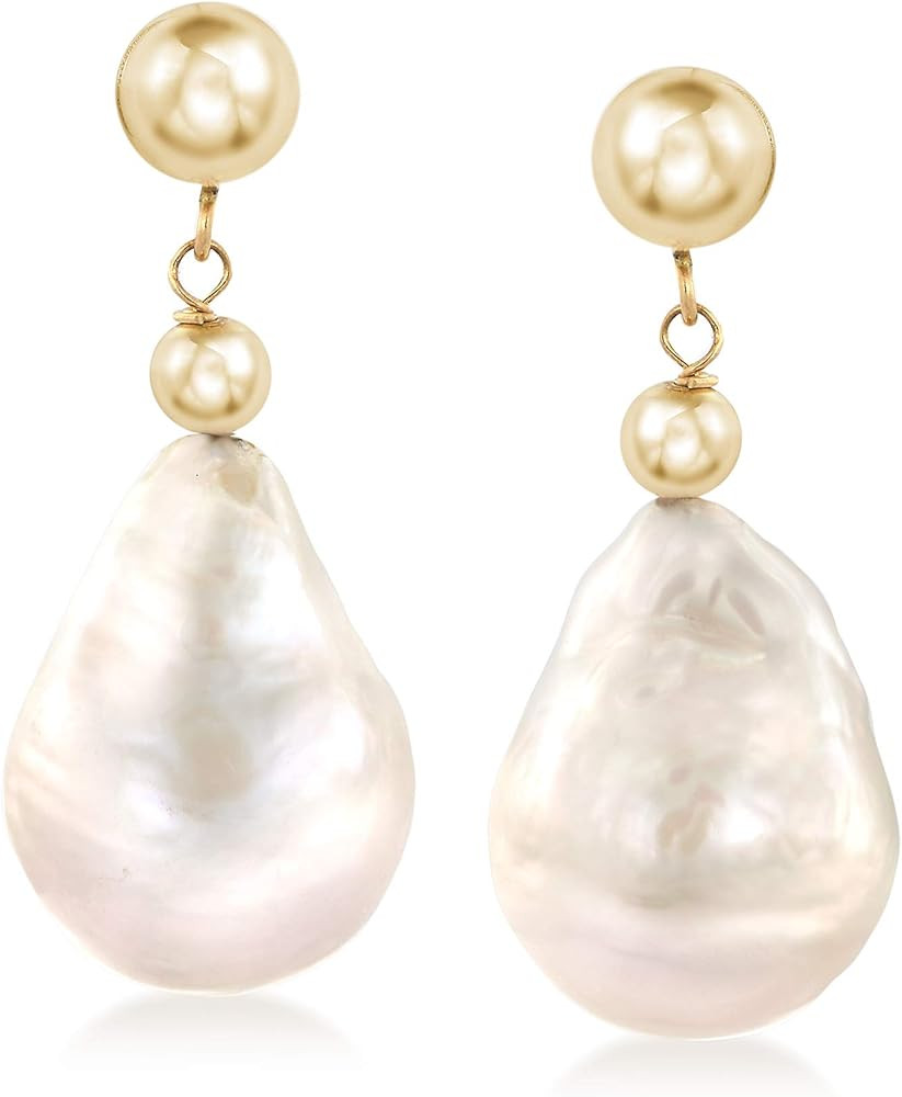 Ross-Simons 12-14mm Cultured Baroque Pearl Drop Earrings in 14kt Yellow Gold | Amazon (US)