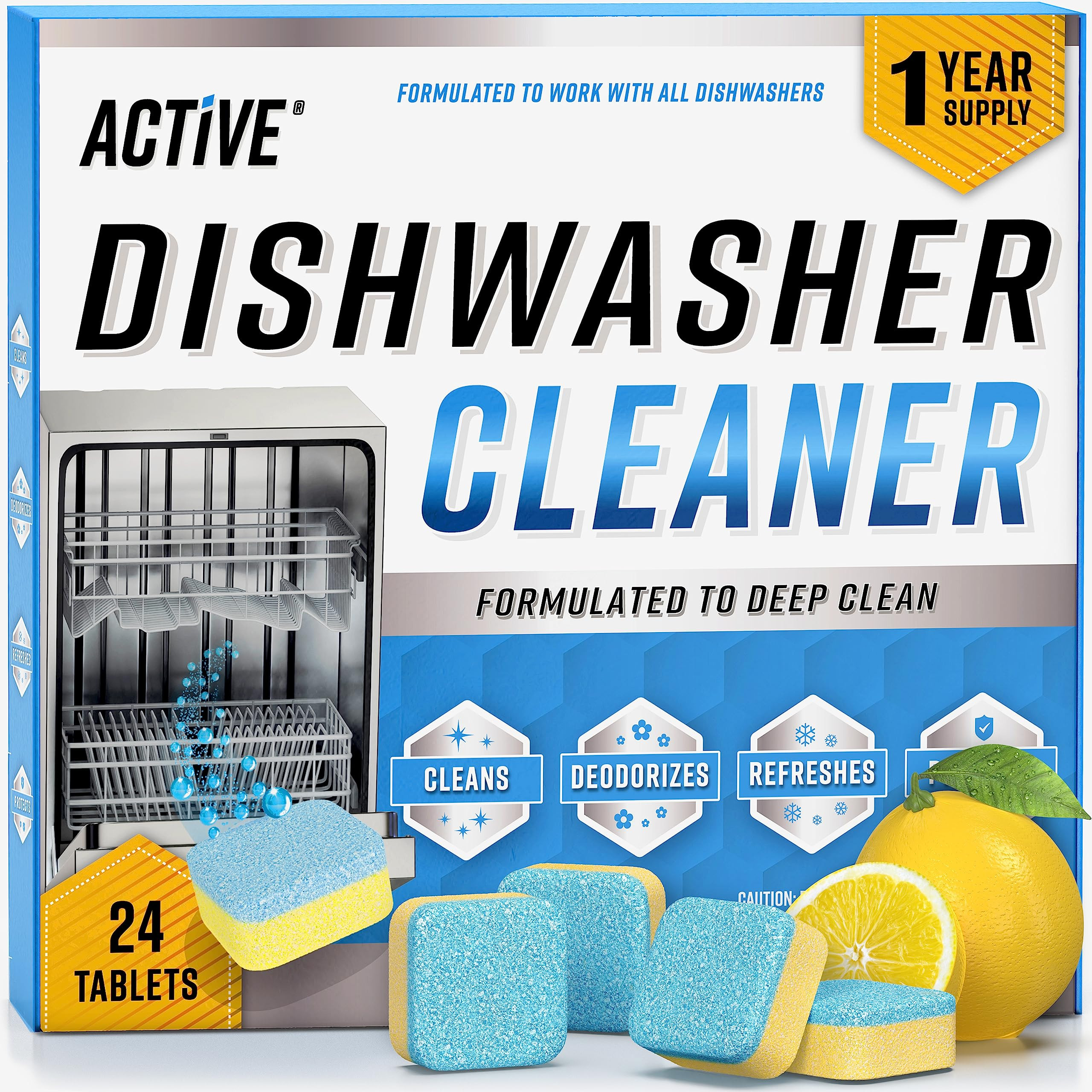Dishwasher Cleaner And Deodorizer Tablets - 24 Pack Deep Cleaning Descaler Pods for Dish Washer M... | Amazon (US)