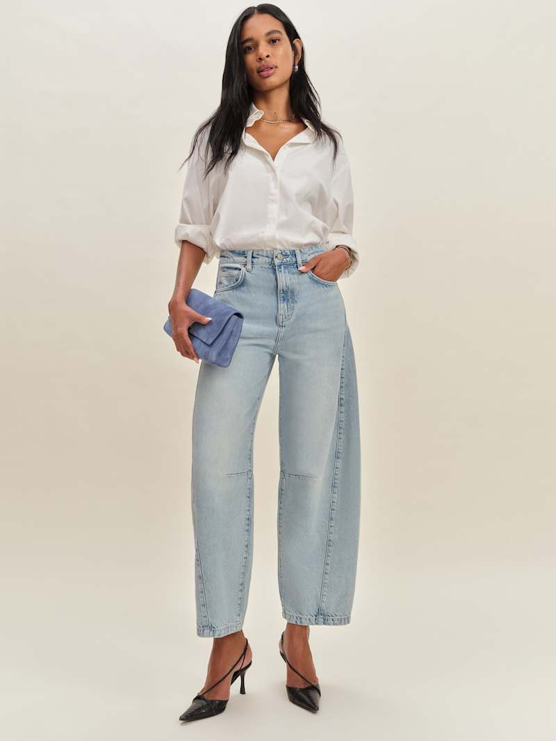Tyler Mid Rise Barrel Jeans | Reformation (Global)