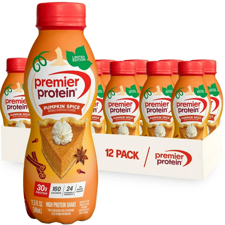 Premier Protein Shake, Pumpkin Spice, Limited Time, 30g Protein, 11.5 fl oz, 12 Ct | Walmart (US)
