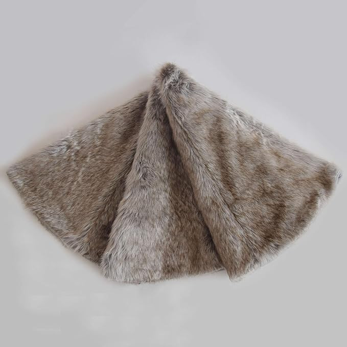 Deluxe Multi Colors, Grey Stripe and Beige Mixted Color Faux Fur Extra Large Christmas Tree Skirt... | Amazon (US)